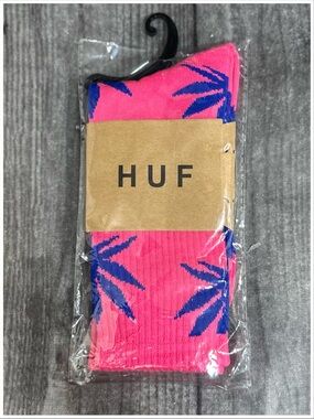 HUF Plantlife Crew Socks - Magenta Heather/Navy NWT [7002]